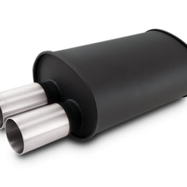 Vibrant Streetpower Flat Blk Muffler 9.5x6.75x15in Body Inlet ID 3in Tip OD 3in w/Dual Straight Tips