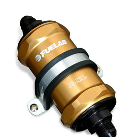 Fuelab 818 In-Line Fuel Filter Standard -6AN In/Out 6 Micron Fiberglass - Gold