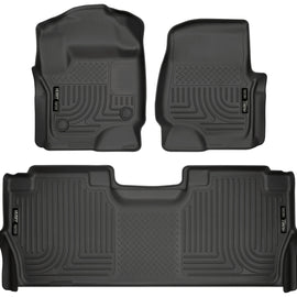 Husky Liners 17-19 F-250/F-350/F-450 Crew Cab Weatherbeater Black Front & 2nd Seat Floor Liners