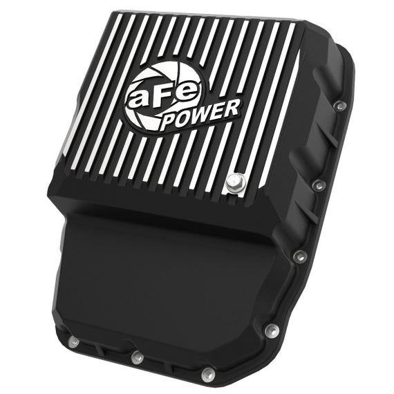 aFe Transmission Pan (Black w/ Machined Fins) 13-19 Dodge Diesel Trucks L6-6.7L (td)