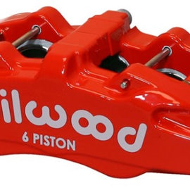 Wilwood Caliper-Forged Dynapro 6 5.25in Mount-Red-L/H 1.62/1.12/1.12in Pistons 0.81in Disc