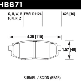 Hawk 13-16 Scion FR-S 2.0L Base OE Incl.Clips Shims Rear ER-1 Brake Pads