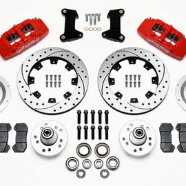 Wilwood Dynapro 6 Front Hub Kit 12.19in Drilled Red 74-80 Pinto/Mustang II Disc Spindle only