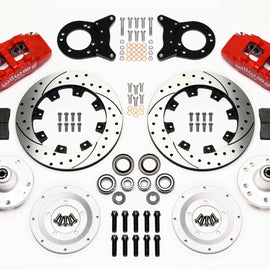 Wilwood Dynapro 6 Front Hub Kit 12.19in Drill Red 1965-1969 Mustang Disc & Drum Spindle