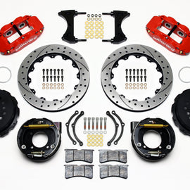 Wilwood Narrow Superlite 4R Rear P-Brk Kit 12.88in Drilled Red Chevy 12 Bolt w/ C-Clips