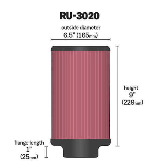 K&N Filter 2 1/4inch 10 Degree Flange 16 1/4inch x 4inch - 4 1/2inch Height