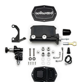 Wilwood Compact Tandem M/C - 15/16in Bore w/Bracket and Valve fits Mustang (Pushrod) - Black