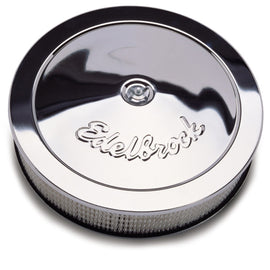 Edelbrock Air Cleaner Pro-Flo Series Round Steel Top Paper Element 14In Dia X 3 313In Chrome