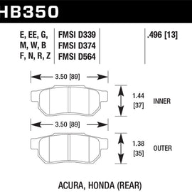 Hawk 90-01 Acura Integra (excl Type R) / 98-00 Civic Coupe Si Blue 9012 Race Rear Brake Pads