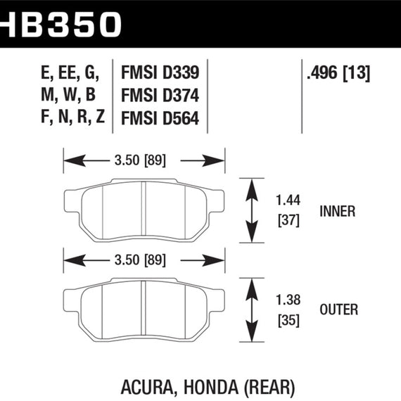 Hawk 1990-1993 Acura Integra GS HPS 5.0 Rear Brake Pads