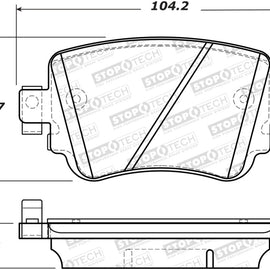 StopTech 14-19 Volkswagen GTI Rear Street Brake Pads w/Shims