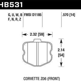 Hawk 06-10 Chevy Corvette (OEM Pad Design) Front HP+ Sreet Brake Pads