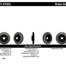 StopTech 05-10 Subaru Impreza WRX/STi Slotted & Drilled Left Front Rotor