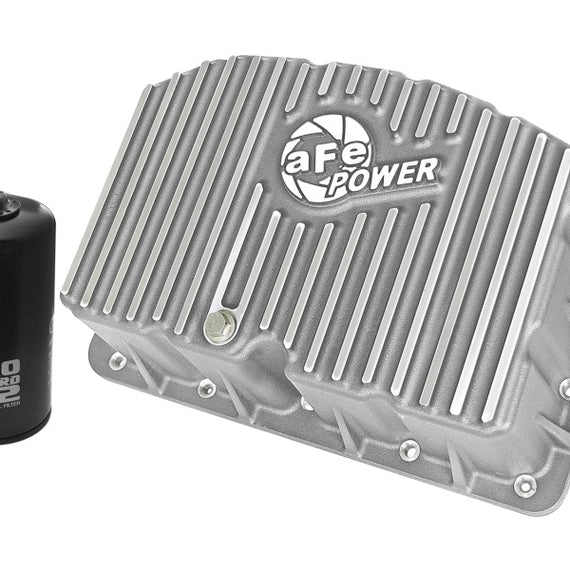 aFe Street Series Engine Oil Pan Raw w/ Machined Fins; 11-17 Ford Powerstroke V8-6.7L (td)