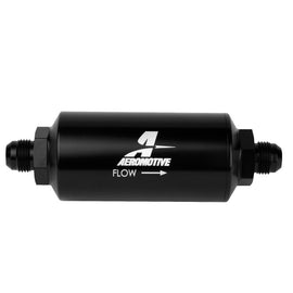 Aeromotive In-Line Filter - AN-08 size Male - 10 Micron Microglass Element - Bright-Dip Black