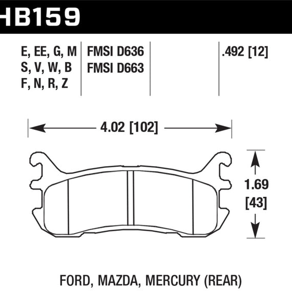 Hawk 94-05 Miata / 01-05 Normal Suspension HPS Street Rear Brake Pads (D636)