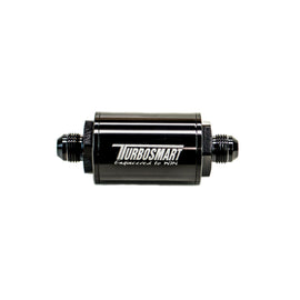 Turbosmart FPR Billet Inline Fuel Filter 1.75in OD 3.825in Length AN-6 Male Inlet - Black