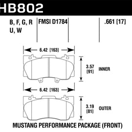 Hawk 15-17 Ford Mustang Performance Package HPS 5.0 Front Brake Pads