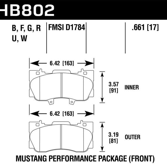 Hawk 15-17 Ford Mustang Performance Pkg (NON GT) HPS Front Brake Pads