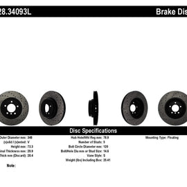 StopTech 07-10 BMW 335i Cross Drilled Left Front Rotor