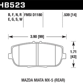 Hawk 2006-2006 Mazda MX-5 Miata Club Spec HPS 5.0 Rear Brake Pads