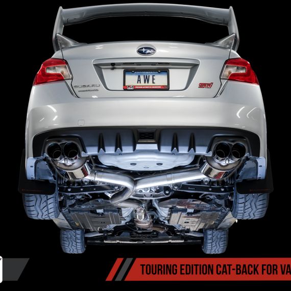 AWE Tuning Subaru STI VA / WRX GV / STI GV Sedan Touring Edition Exhaust - Chrome Silver Tip (102mm)