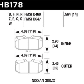 Hawk 2/1989-1996 Nissan 300ZX Base (Excl. Turbo) HPS 5.0 Front Brake Pads