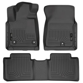 Husky Liners 2014 Toyota Tundra Double Cab Pickup WeatherBeater Black Front & 2nd Seat Floor Liners