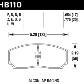 Hawk AP Racing CP3307/CP5040-5S4/(Essex) CP5200 (SC250) Caliper Blue 9012 Race Brake Pads