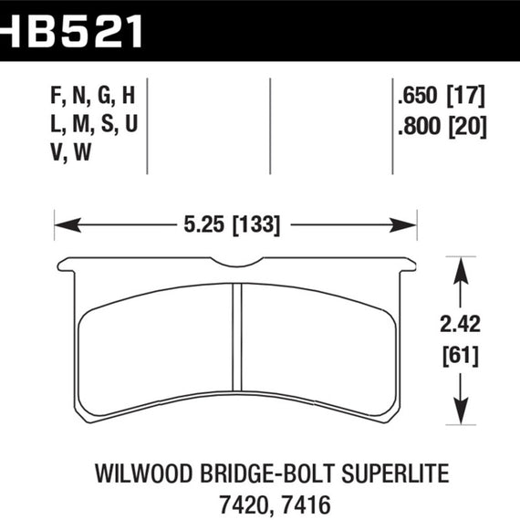 Hawk Wilwood BB SL 7420 DTC-30 Performance Race Pads