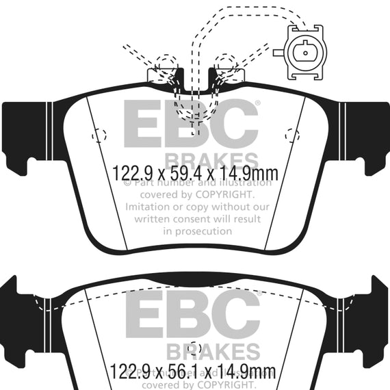 EBC 17+ Alfa Romeo Giulia 2.0L Turbo Ultimax Rear Brake Pads