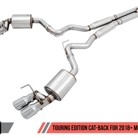 AWE Tuning 2018+ Ford Mustang GT (S550) Cat-back Exhaust - Touring Edition (Quad Diamond Black Tips)
