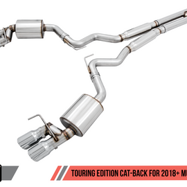 AWE Tuning 2018+ Ford Mustang GT (S550) Cat-back Exhaust - Touring Edition (Quad Chrome Silver Tips)