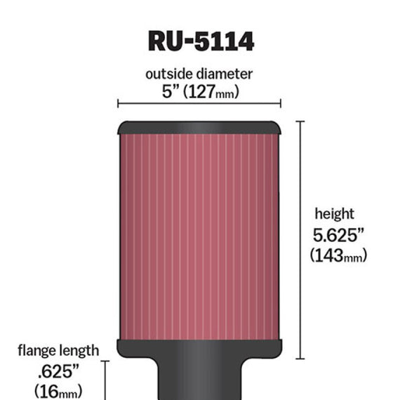 K&N Filter Universal Rubber Filter 3.5in Flange ID x 5in OD x 5.625in H