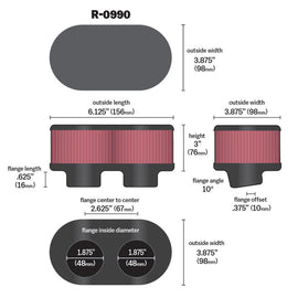 K&N Universal Rubber Filter 1968 Norton 750/850 commando