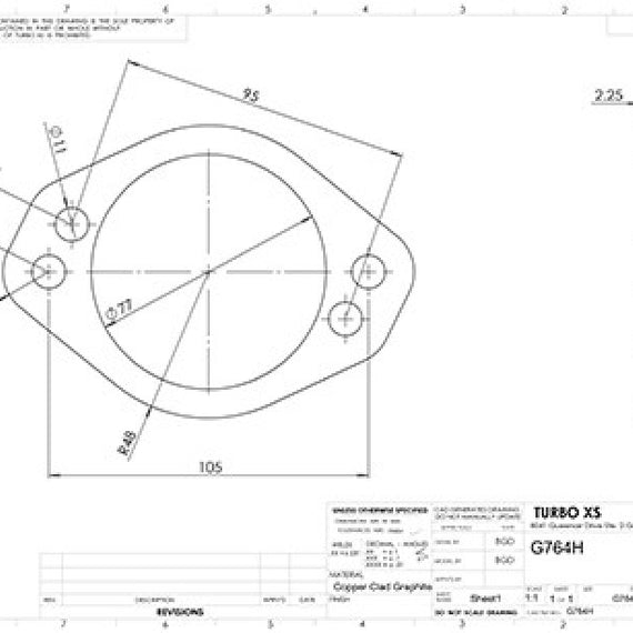 Turbo XS 4 Hole 3in Gasket 105mm Center-to-Center (Fits WS-MP-V2 / WS02-RMA / WS02-RMA-TI)