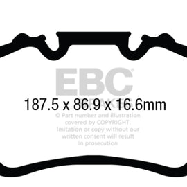 EBC 13-15 Porsche 911 (991) (Cast Iron Rotor only) 3.8 GT3 Yellowstuff Rear Brake Pads