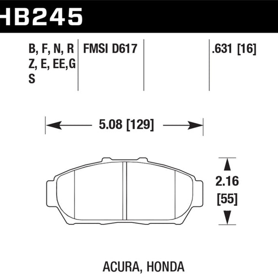 Hawk 94-01 Acura Integra (excl Type R)  DTC-60 Race Front Brake Pads