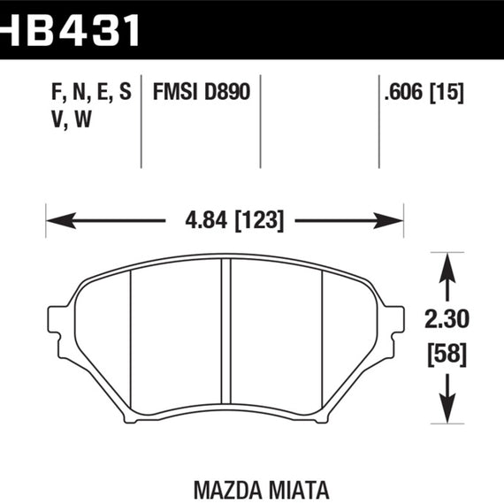 Hawk 01-05 Miata w/ Sport Suspension HP+ Street Front Brake Pads D890