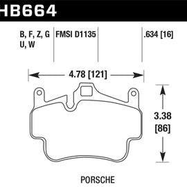 Hawk 05-08 Porsche 911 Carrera Front & Rear / 07-08 Cayman Front Perf Ceramic Street Brake Pads