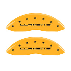 MGP 4 Caliper Covers Engraved Front & Rear C6/Corvette Yellow finish black ch