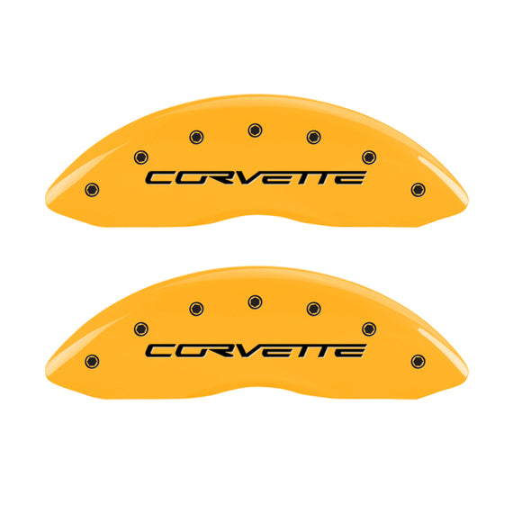 MGP 4 Caliper Covers Engraved Front & Rear C6/Corvette Yellow finish black ch