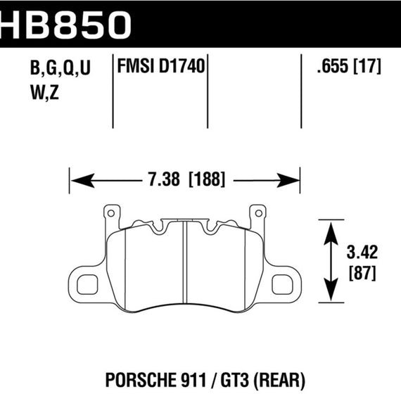 Hawk Audi 14-19 Porsche 911 / 2016 Cayman / 17-19 Panamera PC Rear Brake Pads w/ Carbon Ceramics