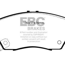 EBC 12 Acura ILX 1.5 Hybrid Ultimax2 Front Brake Pads