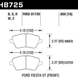 Hawk 2014 Ford Fiesta ST DTC30 Front Brake Pads