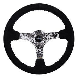 NRG Reinforced Steering Wheel (350mm / 3in. Deep) Blk Suede w/Hydrodipped Digi-Camo Spokes