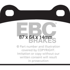 EBC 08-16 Mitsubishi Lancer Evo 10 2.0 Turbo (1 piece rotor) Yellowstuff Rear Brake Pads