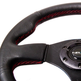 NRG Reinforced Steering Wheel (320mm) Leather w/Red Stitch