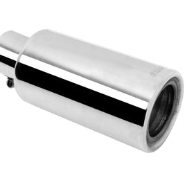 Gibson Rolled Edge Angle-Cut Muffler Quiet Tip - 4in OD/2.25in Inlet/12in Length - Stainless