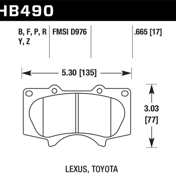 Hawk 10 Lexus GX460 / 03-09 Lexus GX470 / 04-10 4Runner 4.0L/4.7L / 07-10 FJ Cruiser 4.0L / 03-07 Se